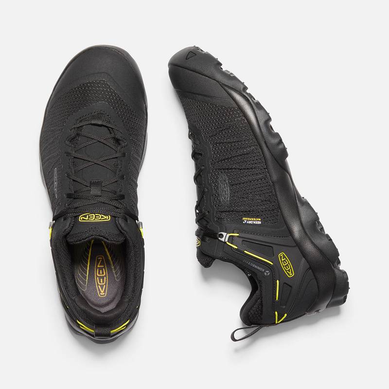 Keen Venture Waterproof Wanderschuhe Herren DE-62907 Black/Keen Yellow - Keen Herrenschuhe Schwarz